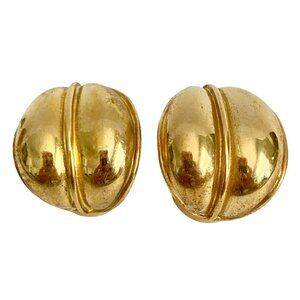 Vintage PETRA Gold Tone Shrimp Clip On Earrings 80's Germany Designer Old Stock